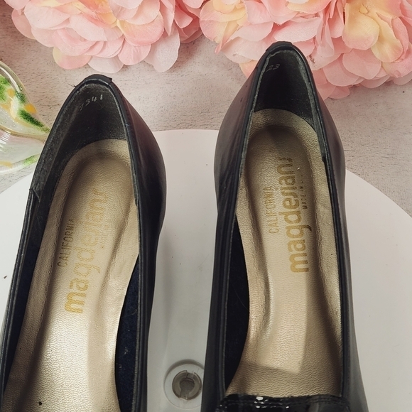 VINTAGE Magdesians Black Leather Block Heed Slip on Shoes Size: 8 - Picture 10 of 13